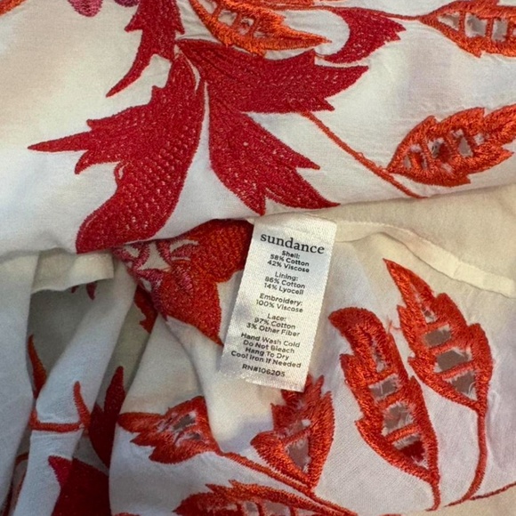 Sundance Pink & Orange Floral Embroidered Peasant Blouse Size XL - Picture 7 of 8